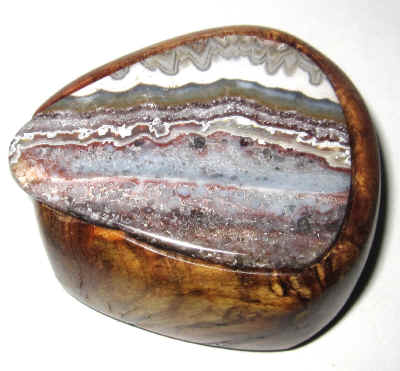 Lace Agate and Maple Stone-Lid Box